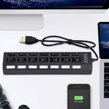 6994 Usb Splitter Multi Port Usb 2.0 Hub 7 Port With Independent Onoff Switch And Led Indicators Usb A Port Data Hub Suitable For Pc Computer Keyboard Laptop Mobile Hdd Flash Drive Camera Etc