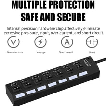 6994 Usb Splitter Multi Port Usb 2.0 Hub 7 Port With Independent Onoff Switch And Led Indicators Usb A Port Data Hub Suitable For Pc Computer Keyboard Laptop Mobile Hdd Flash Drive Camera Etc