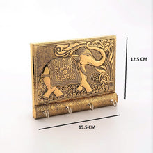Wooden Key Holder For Home Decor Stylish Metal Gold Antique Elephant Design (1 Pc)