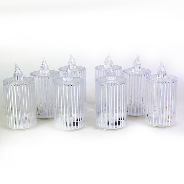 Premium Crystal Effect Led Flameless Candle Lights (8 Pc)