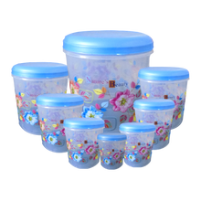 2448 Air Tight Plastic Transparent Container Set (10000ml 7000ml 5000ml 3000ml 2000ml 1000ml 750ml 500ml)