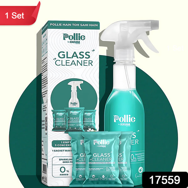 Pollic Kadam Concentrated Glass  Mirror Cleaner Refill Kit With Reusable Spray Bottle