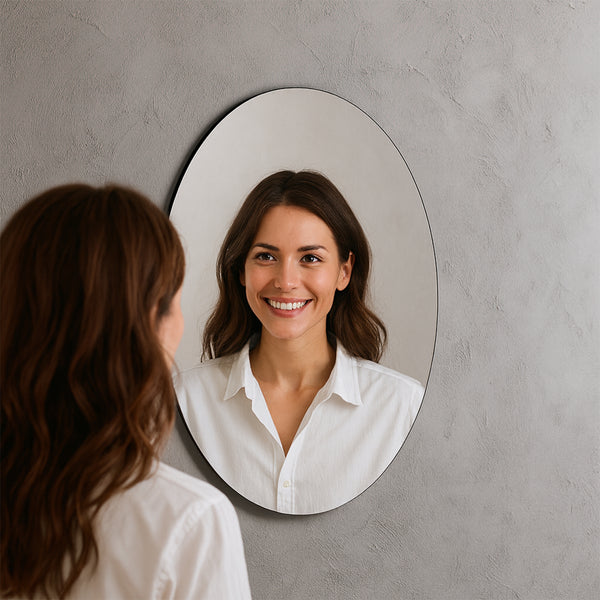 Elegant Oval Frameless Wall Mirror For Home  Office Decor (6 Pc)