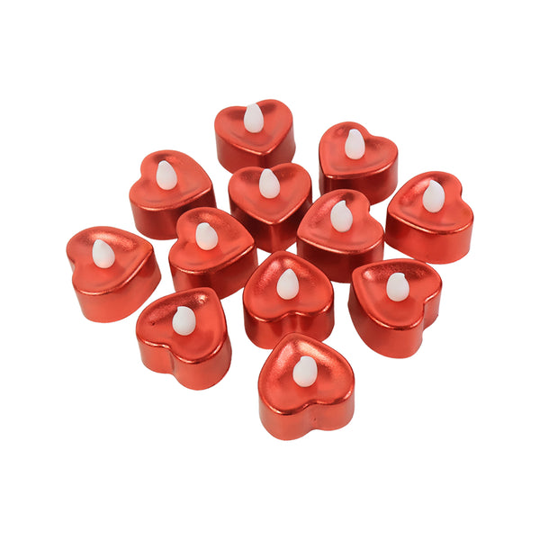 Heart Shaped Led Tea Light Candles (Mix Color  12 Pc)