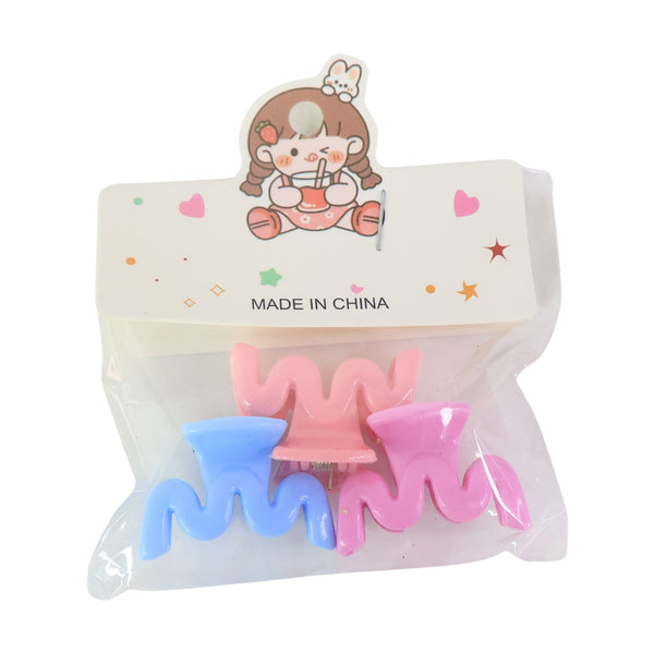 Plastic Small Hair Clips For Girls Kids Hair Accessories (3 Pcs Set  Mix Color  Design)