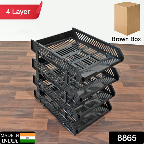 8865 File Cabinets Storage Rack Magazine Newspaper Rack Filing Cabinet Four-layer File Rack Stacking Rack Desktop File Storage Rack Office Data File Rack Drawer Type Classification Cabinet Desktop File Holder Organizer For Office (4 Layer)