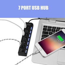 6994 Usb Splitter Multi Port Usb 2.0 Hub 7 Port With Independent Onoff Switch And Led Indicators Usb A Port Data Hub Suitable For Pc Computer Keyboard Laptop Mobile Hdd Flash Drive Camera Etc