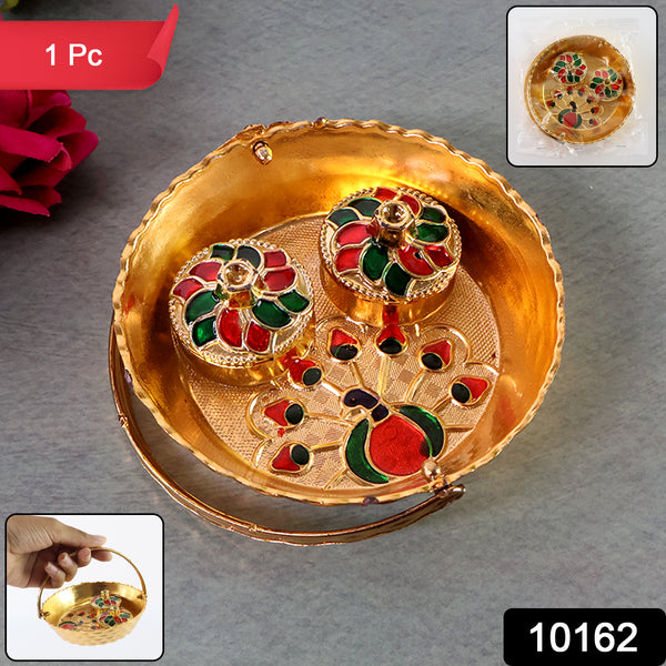 Peacock Meenakari Pooja Tray - (1 Pc)
