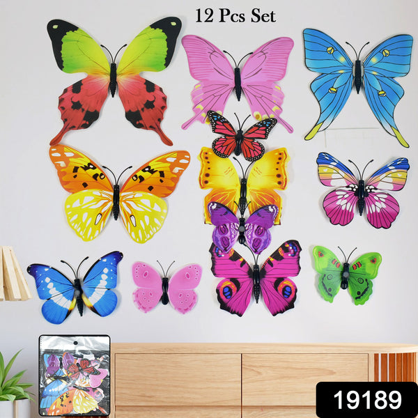 Decorative Colorful Butterfly Wall Stickers (12 Pc  Set)