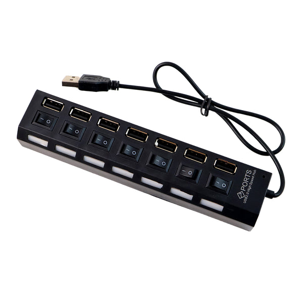 6994 Usb Splitter Multi Port Usb 2.0 Hub 7 Port With Independent Onoff Switch And Led Indicators Usb A Port Data Hub Suitable For Pc Computer Keyboard Laptop Mobile Hdd Flash Drive Camera Etc