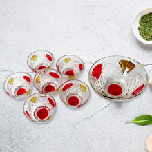 8234 Rose Glass Multipurpose Pudding  Dessert  Ice Cream Bowl Set For Home Use Home  Kitchen Serving Bowl For Sundae Sweets Snacks Fruit Pudding Nuts Or Dip Serving Bowls 6 Medium  1 Big Bowl (Set Of 7 Pc)