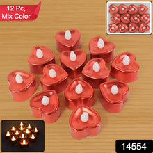 Heart Shaped Led Tea Light Candles (Mix Color  12 Pc)