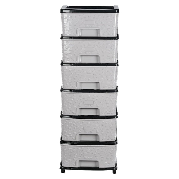 6-layer Heavy-duty Plastic Drawer Organizer Cabinet With Stone Texture Drawers