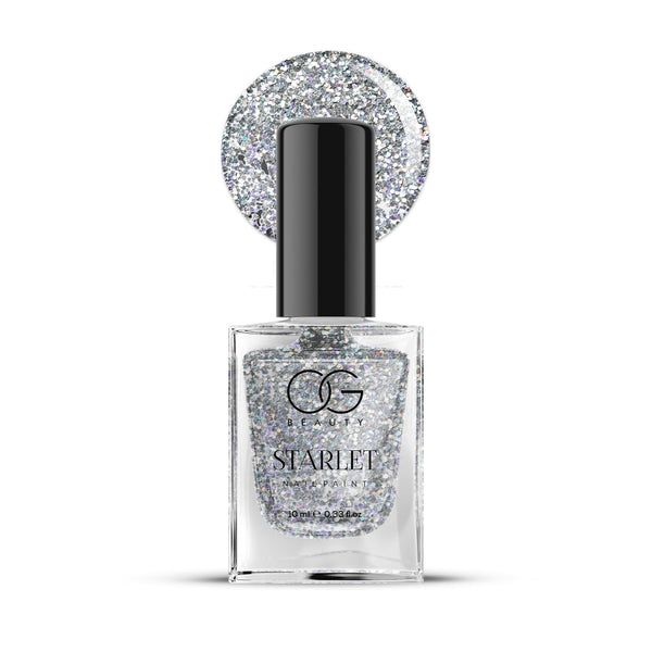 Og Beauty Silver Moonlight Starlet Glitter Nail Paint (10 Ml  1 Pc)