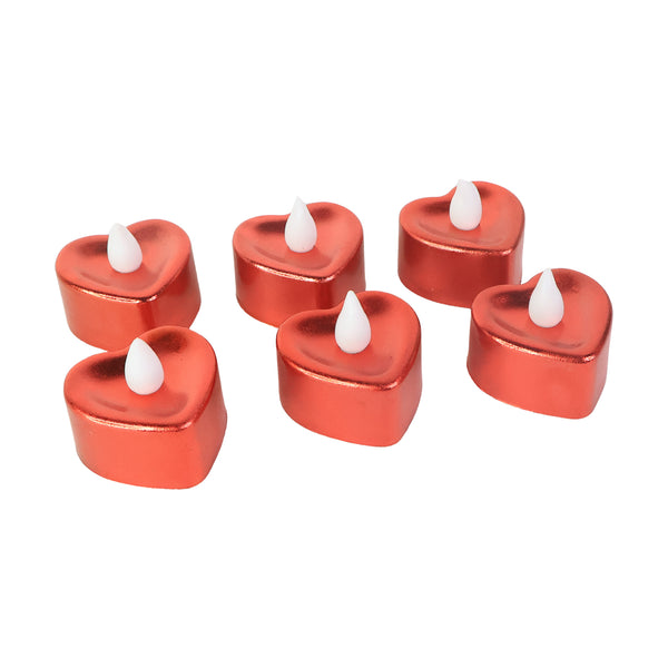 Heart Shape Led Flameless Decorative Candles (6 Pc  Set)