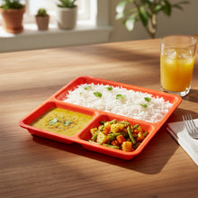 Plastic 3-compartment Rectangular Meal Serving Tray  Plates (1 Pc)