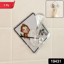 Cute Cartoon Print Transparent Wall Hook With Self-adhesive Back (1 Pc)