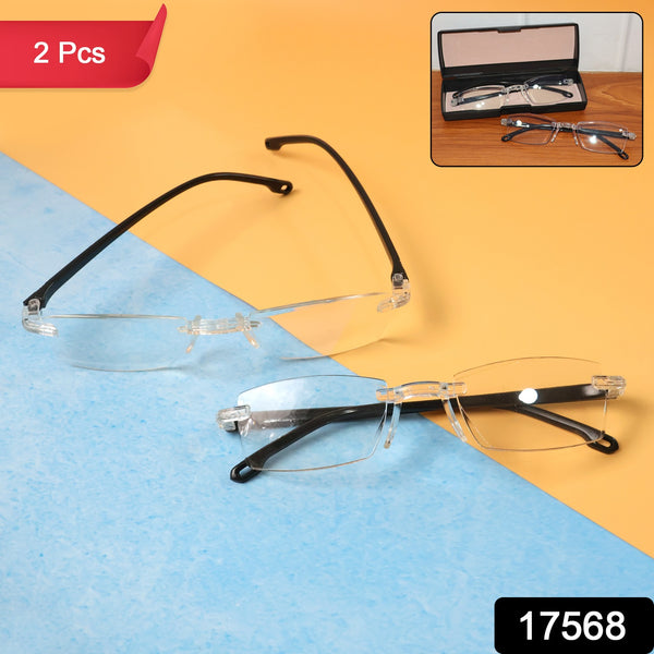Pack Of 2 Rimless Reading Glasses  Lightweight Comfort Readers