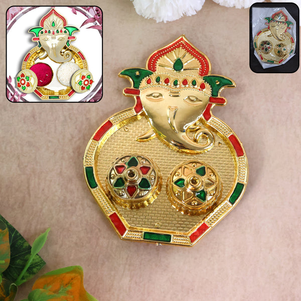 Ganesh Design Decorative Kumkum Box - (1 Pc)